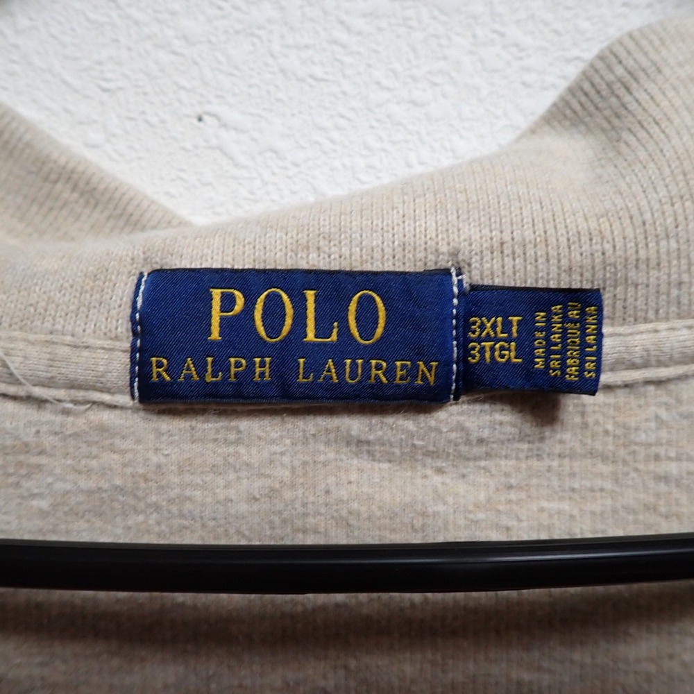 Polo Ralph Lauren Mens 3XLT Tan Beige Quarter Zip Pullover Pony Logo Sweater